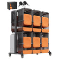 Chariot double plateau pour stockage de chaises pliantes avec roues pivotantes a 360 degres, capacite jusqu'a 84 chaises pour espaces collectifs
