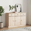 Console de rangement en pin massif naturel 112 x 35 x 73 cm avec grande capacite, meuble polyvalent pour cuisine salle a manger et salon