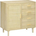 Meuble buffet effet rotin bois naturel 80 x 38 x 80,5 cm, style chaleureux pour entree ou salon