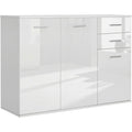 Meuble buffet blanc brillant 106 x 35 x 76 cm, solution de rangement contemporaine pour organiser votre interieur