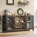 Armoire bar industrielle en bois et metal avec casier a bouteilles et rangement verres, meuble ideal pour maison cuisine ou salle a manger
