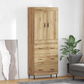 Meuble haut chene artisanal 180 cm avec tiroirs et grande capacite, rangement stable pour interieur moderne