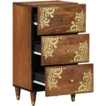 Buffet artisanal en bois de manguier massif 40 x 33 x 75 cm avec 3 tiroirs de rangement