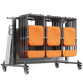 Support roulant pour chaises pliantes avec roues pivotantes, rangement mobile robuste pour salles polyvalentes