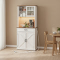 Armoire cuisine haute blanc rustique avec lumiere integree, chargeur, portes et tiroirs